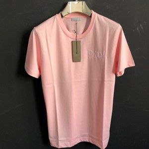 Christian Dior Men Oaj Pink Embroidery T-Shirt